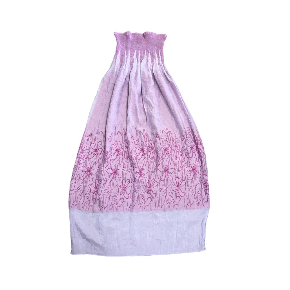 Lapis Popcorn Crinkle Maxi Skirt Strapless Dress Midi Lavender Floral One Size